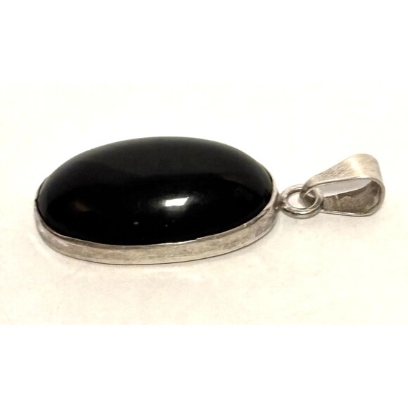 Black Onyx Sterling Silver Pendant Stamped 925-Large Stone-Cobachone-Vntg1990s - Picture 4 of 6